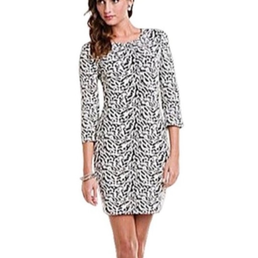 W118 Walter Baker Long Sleeve Zebra Sheath Dress Size M